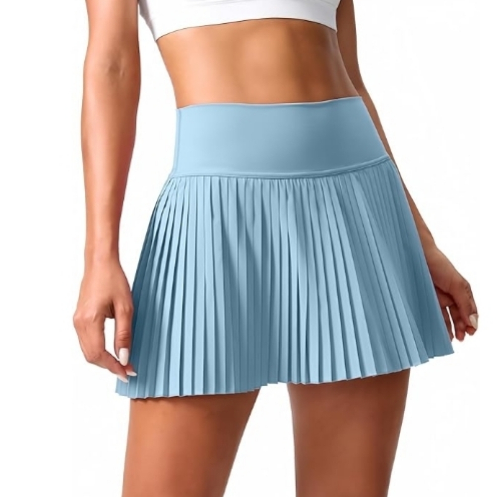 Pleated Tennis Skirt with Pockets High Waisted Athletic Golf Skirt Blue